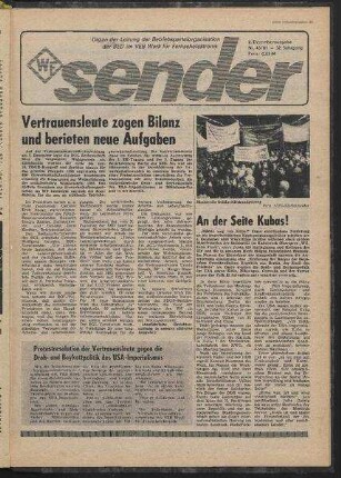 Betriebszeitung 'WF-Sender', Nr.43/1981 (2. Dezemberausgabe 1981)