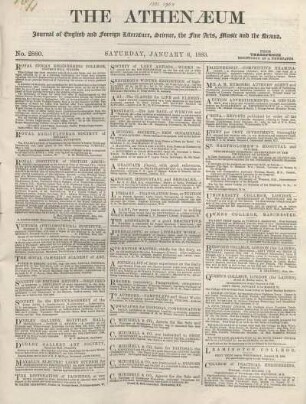 THE ATHENAEUM Journal of English and foreign Literature, Science, the fine Arts, Music and the Drama.