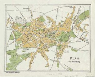 Stadtplan von Altenburg, 1:12 000, 1923 : Plan von Altenburg. - [Ca. 1:12 000]. - [Altenburg] : Pierer , [um 1923]. - 1 Kt. : mehrfarb. ; 25 x 19 cm