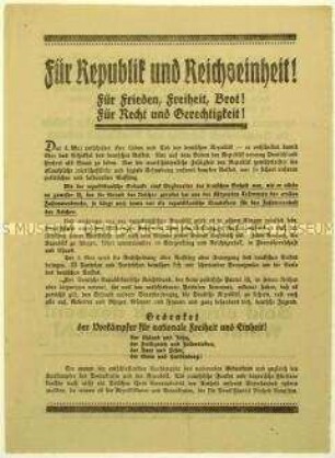 Aufruf des Deutschen Republikanischen Reichsbundes zur Reichstagswahl am 4. Mai 1924
