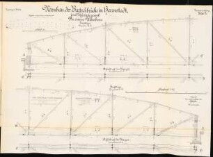 Bartschbrücke (Töpferbrücke), Herrnstadt: Eiserner Überbau: Aufsichten, Schnitte 1:20