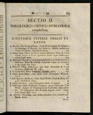 183-196, Scriptores Veteres Graeci et Latini. - Critico-Philologico-Etymologica.