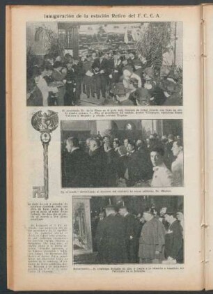 Inauguración de la estación Retiro del F. C. C. A.