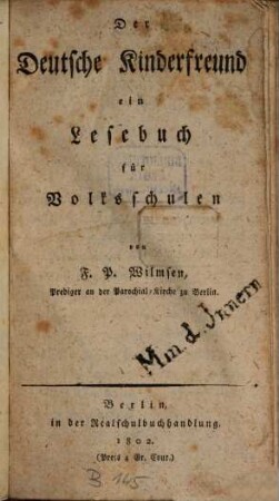 Der deutsche Kinderfreund : ein Lesebuch für Volksschulen
