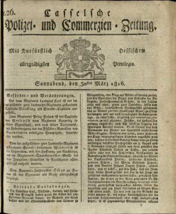 Nr. 26, Sonnabend, den 30sten Maerz 1816