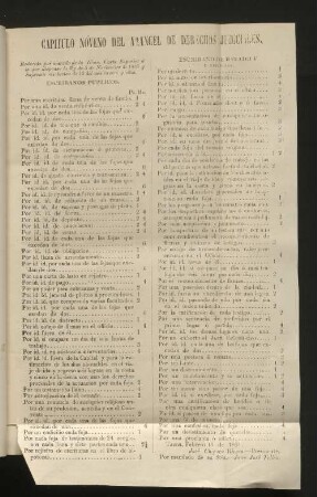 Capitulo noveno del arancel de derchos judigi les.
