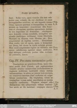 Cap. IV. Pro statu oeconomico petit.