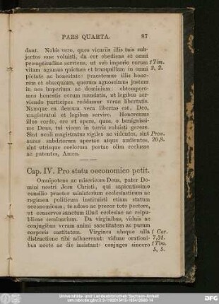 Cap. IV. Pro statu oeconomico petit.