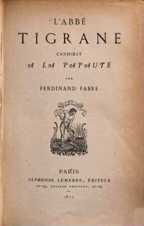 L'abbé Tigrane, Candidat à la Papauté par Ferdinand Fabre