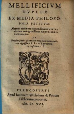 Mellificivm Dvplex Ex Media Philosophia Petitvm