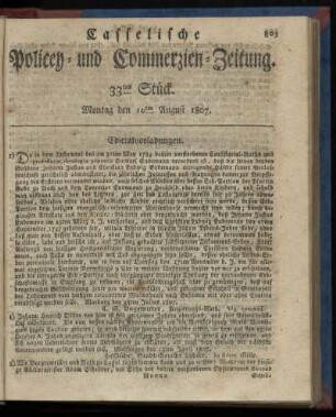 33tes Stück. Montag, den 10ten August 1807