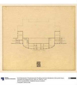 Phantasieprojekt, Privathaus für Erich Mendelsohn (Das große Haus), Grundriß des Erdgeschosses