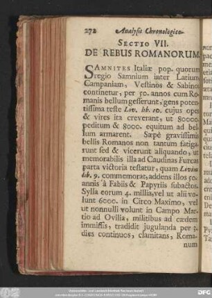 Sectio VII. De Rebus Romanorum.