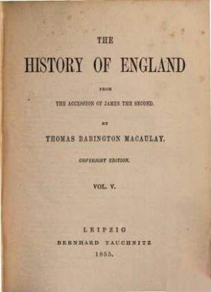 The history of England from the accession of James the Second, 5