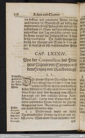 Cap. LXXXIV. Von der Conjunction des Printzens Eugenii von Savoyen mit dem Hertzog von Marlborough