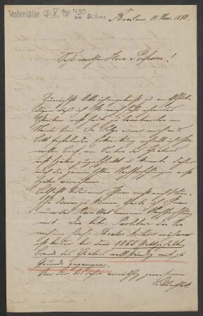Brief an Friedrich Wilhelm Jähns : 11.11.1878