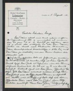 Brief von Elisabeth Altmann-Gottheiner an Helene Lange