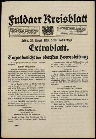 Ausgabe vom Dienstag, den 24. August 1915.