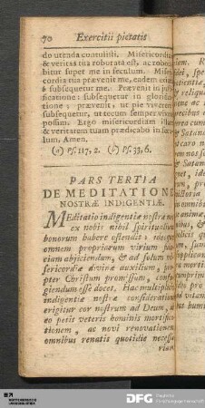 Pars Tertia De Meditatione Nostræ Indigentiæ.