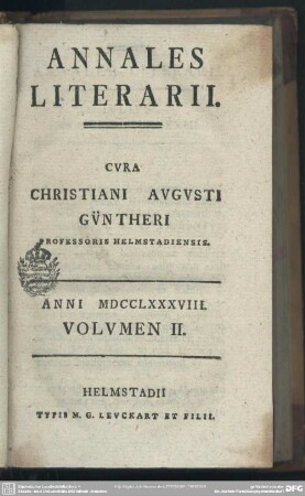 1788,2: Annales literarii Helmstadienses