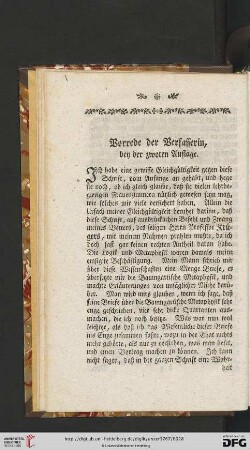 Vorrede der Verfasserin, bey der zwoten Auflage
