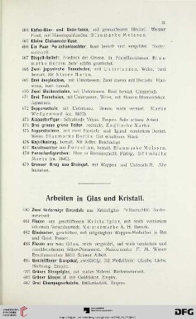 Arbeiten in Glas und Kristall (Nr. 480-523)
