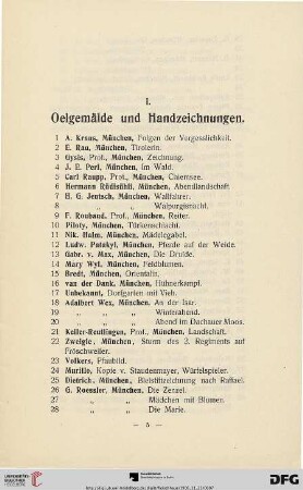 I. Oelgemälde und Handzeichnungen (Nr. 1-436)