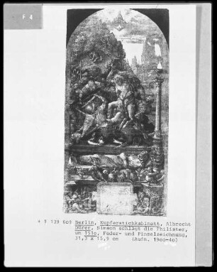 Vorzeichnungen für die Reliefs der Grabkapelle der Fugger — Simsons Kampf gegen die Philister