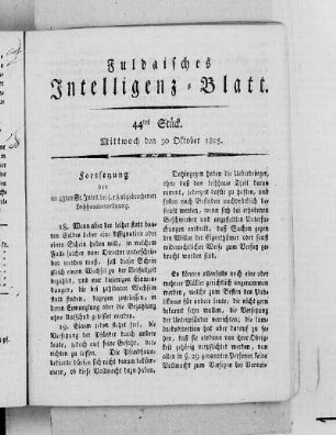 44tes Stück, Ausgabe vom 30. Oktober 1805