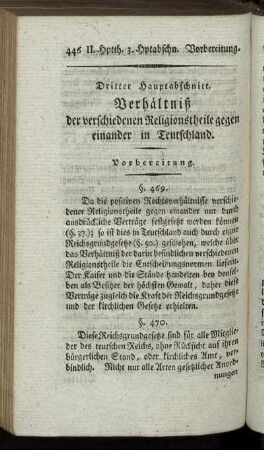 Dritter Hauptabschnitt. Verhältniß der verschiedenen Religiontheile gegen einander in Teutschland.