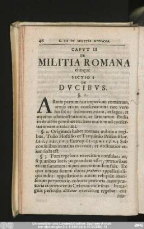 Caput III De Militia Romana eiusque