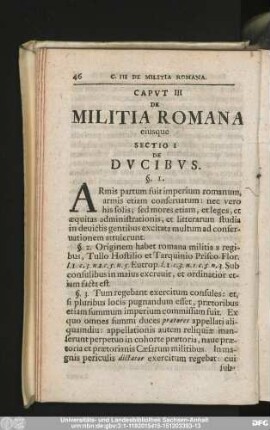 Caput III De Militia Romana eiusque