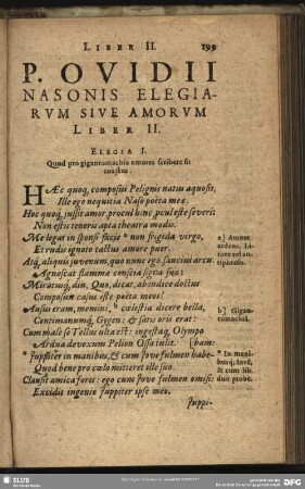 P. Ovidii Nasonis Elegiarum Sive Amorum Liber II.