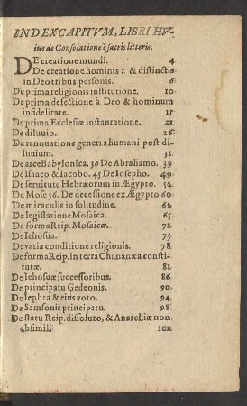 Index Capitum, Libri Huius de Consolatione e sacris litteris.