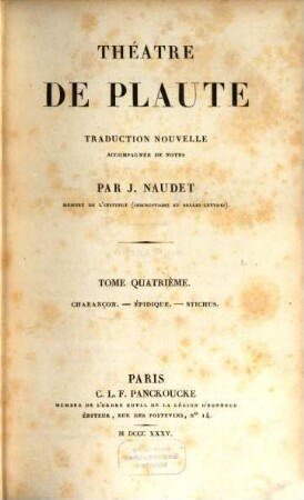 Théâtre de Plaute, 4. Charançon. Épidique. Stichus