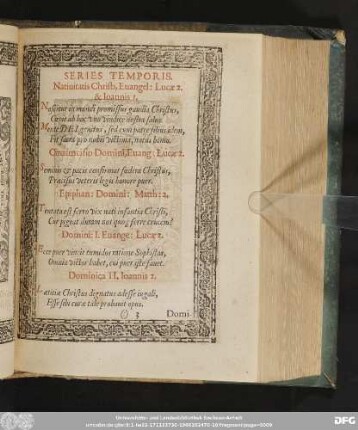 Series Temporis. Nativitatis Christi, Evangel: Lucae 2. & Ioannis 1.