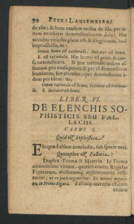 Liber VI. De Elenchis Sophisticis Seu Fallaciis.