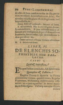 Liber VI. De Elenchis Sophisticis Seu Fallaciis.