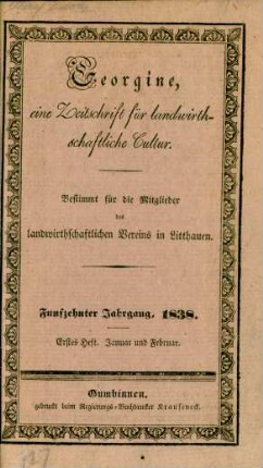 Funfzehnter Jahrgang, 1838. Erstes Heft. Januar und Februar.