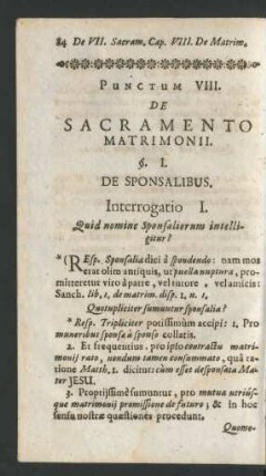 Punctum VIII. De Sacramento Matrimonii