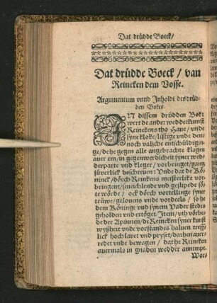 Dat drüdde Boeck/ van Reineken dem Vosse.