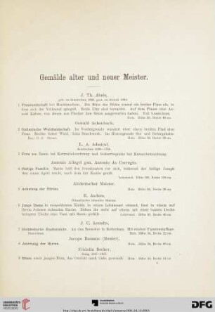 Gemälde alter und neuer Meister (Nr. 1-265)