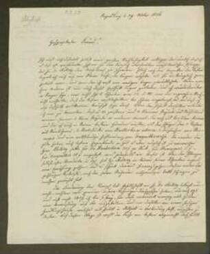 Brief von August Emanuel Fürnrohr an Christian Ferdinand Hochstetter