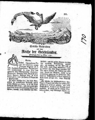 May, 1751. Zwanzigstes Stück
