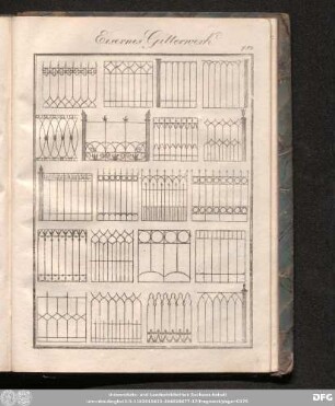 [Eisernes Gitterwerk, Treppengeländer und eiserne Vermachungen]