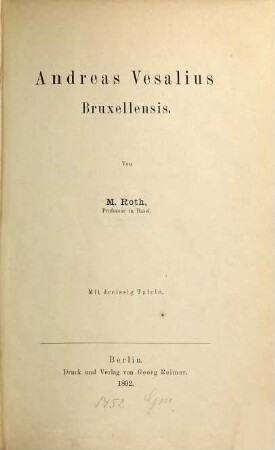 Andreas Vesalius Bruxellensis : mit dreissig Tafeln