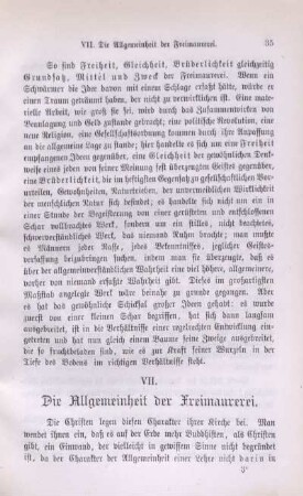 VII. Die Allgemeinheit der Freimaurerei.