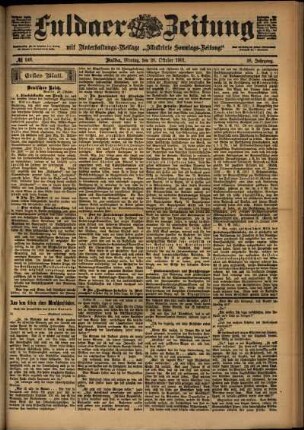 Erste Ausgabe vom Montag, den 28. Oktober 1901.