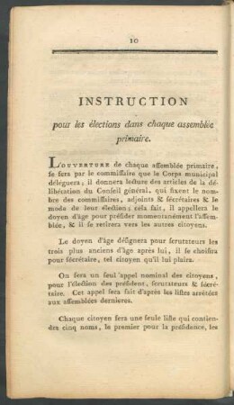 Instruction pour les élections dans chaque assemblèe primaire