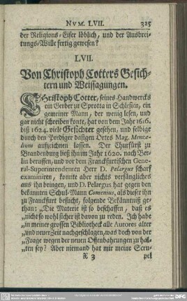 LVII. Von Christoph Cotters Gesichtern und Weissagungen